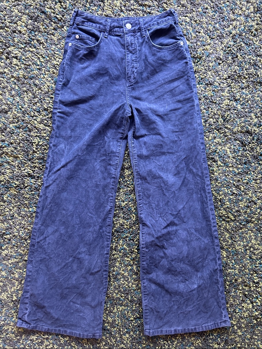 Pilcro Navy Retro Corduroy Wide Leg Pants